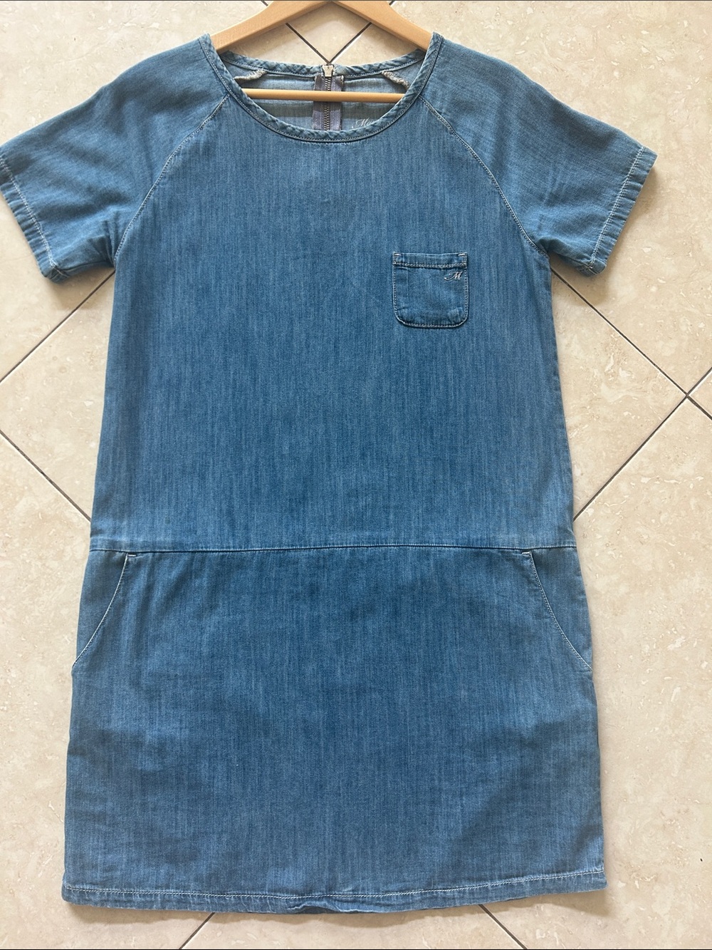 Mavi Jeans Denim Shift Dress with Chest Pocket - Blue